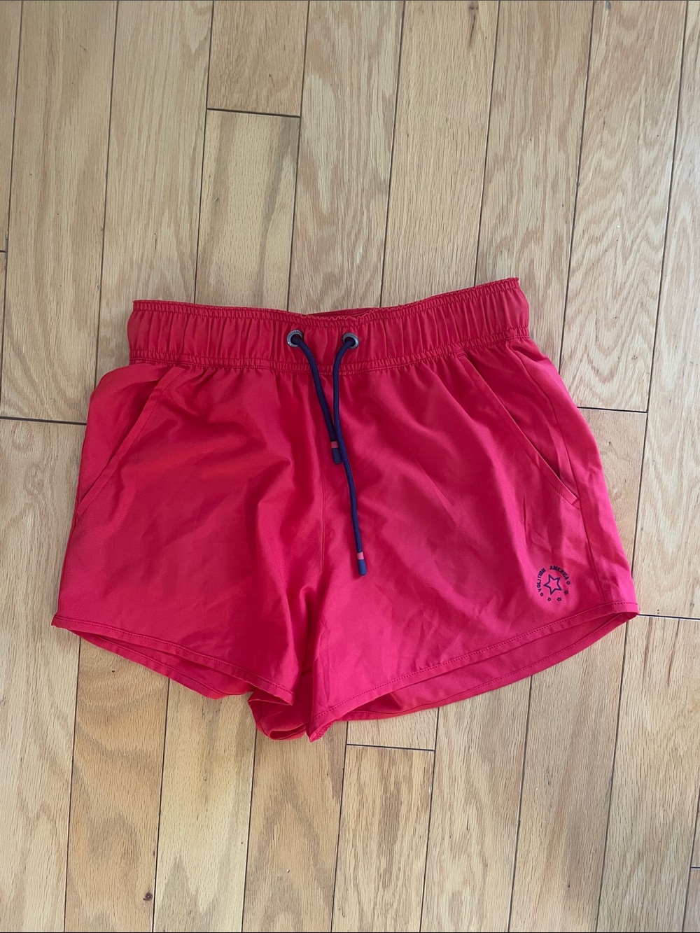 Women's Red Athletic Shorts with Drawstring XS